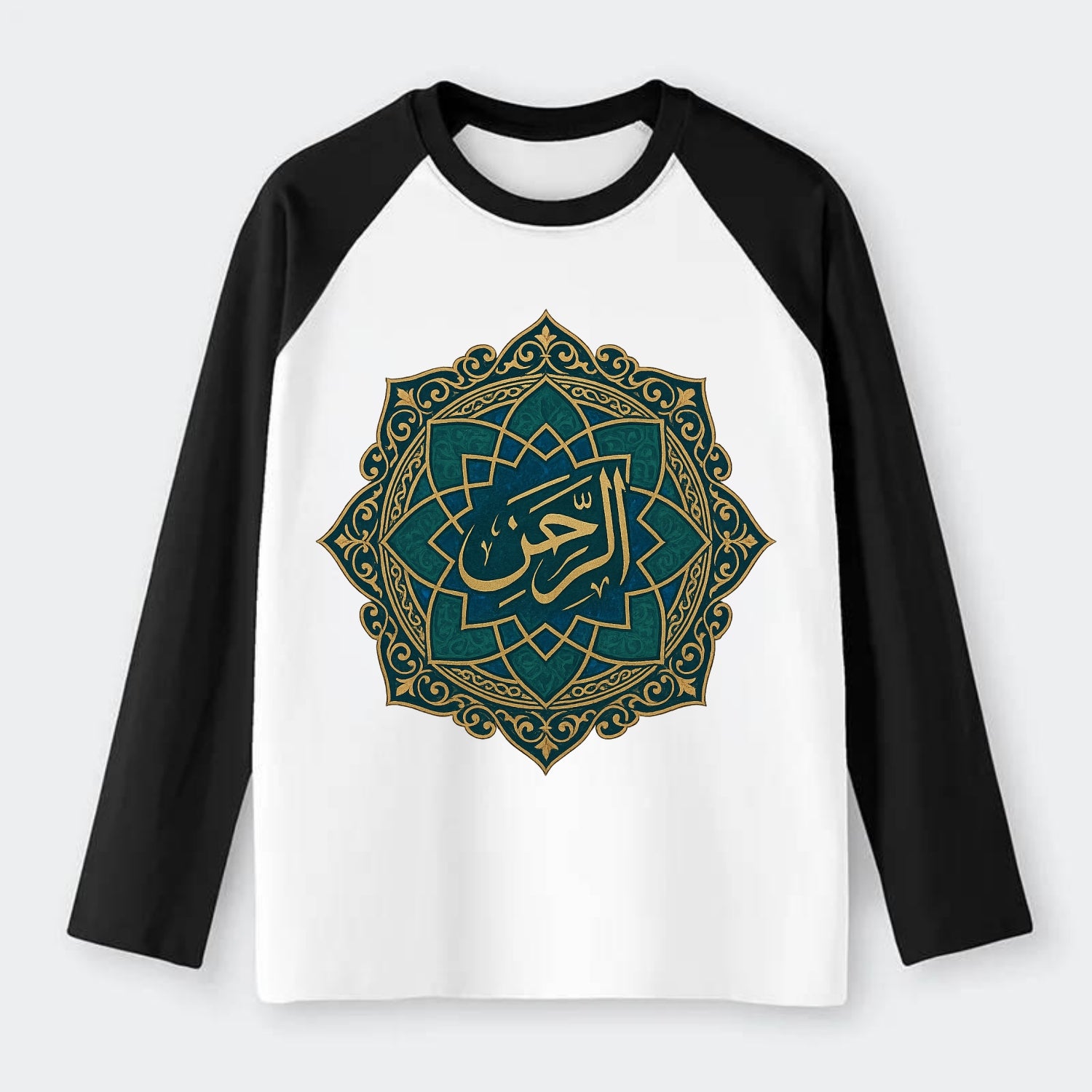 Ar-Rahman Geometric - Raglan Long Sleeve T-Shirt - Black