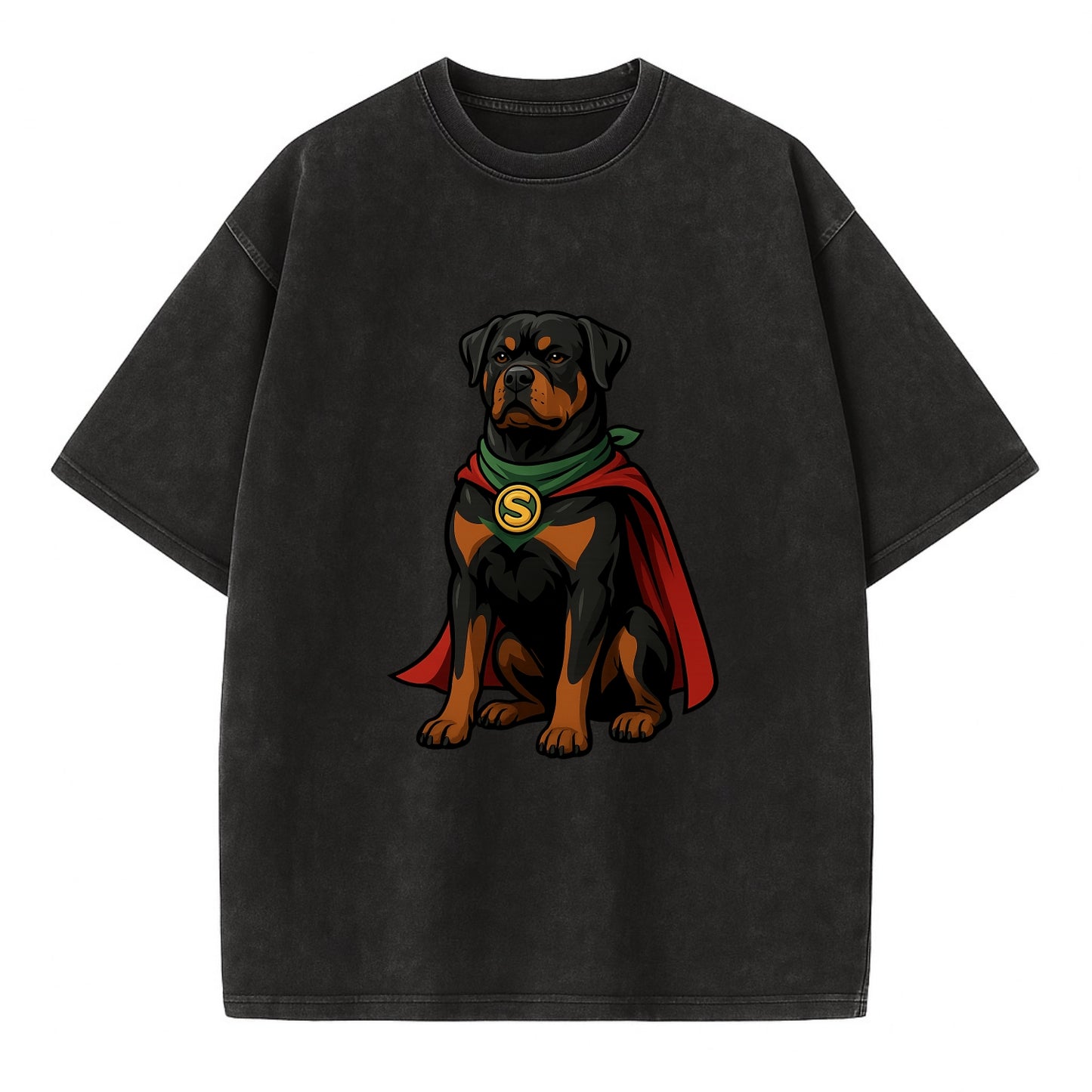 Rottweiler Strong Hero  - Vintage T-shirt - Black