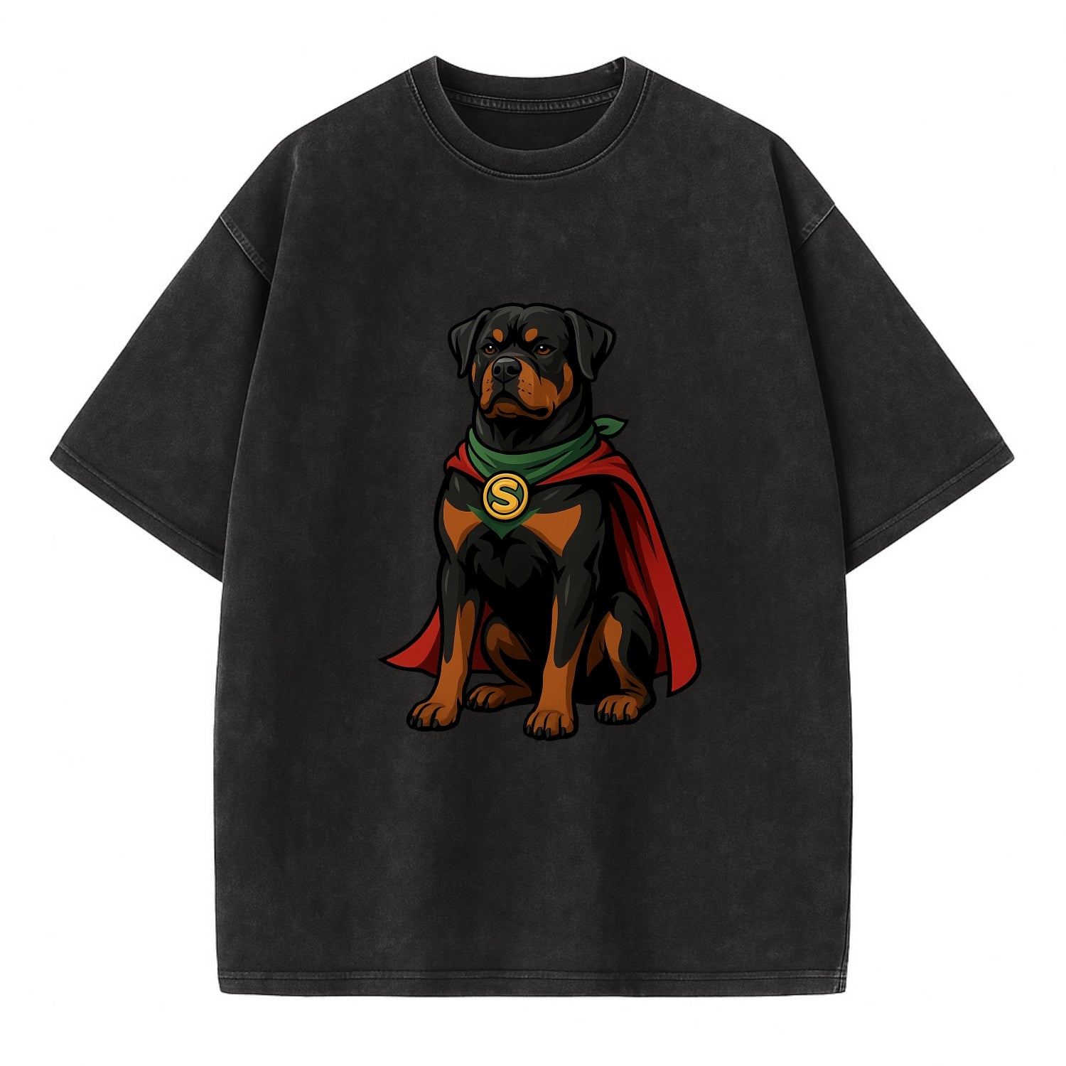 Rottweiler Strong Hero  - Vintage T-shirt - Black