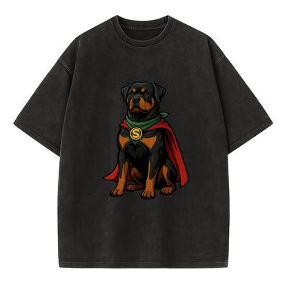 Rottweiler Strong Hero  - Vintage T-shirt - Black
