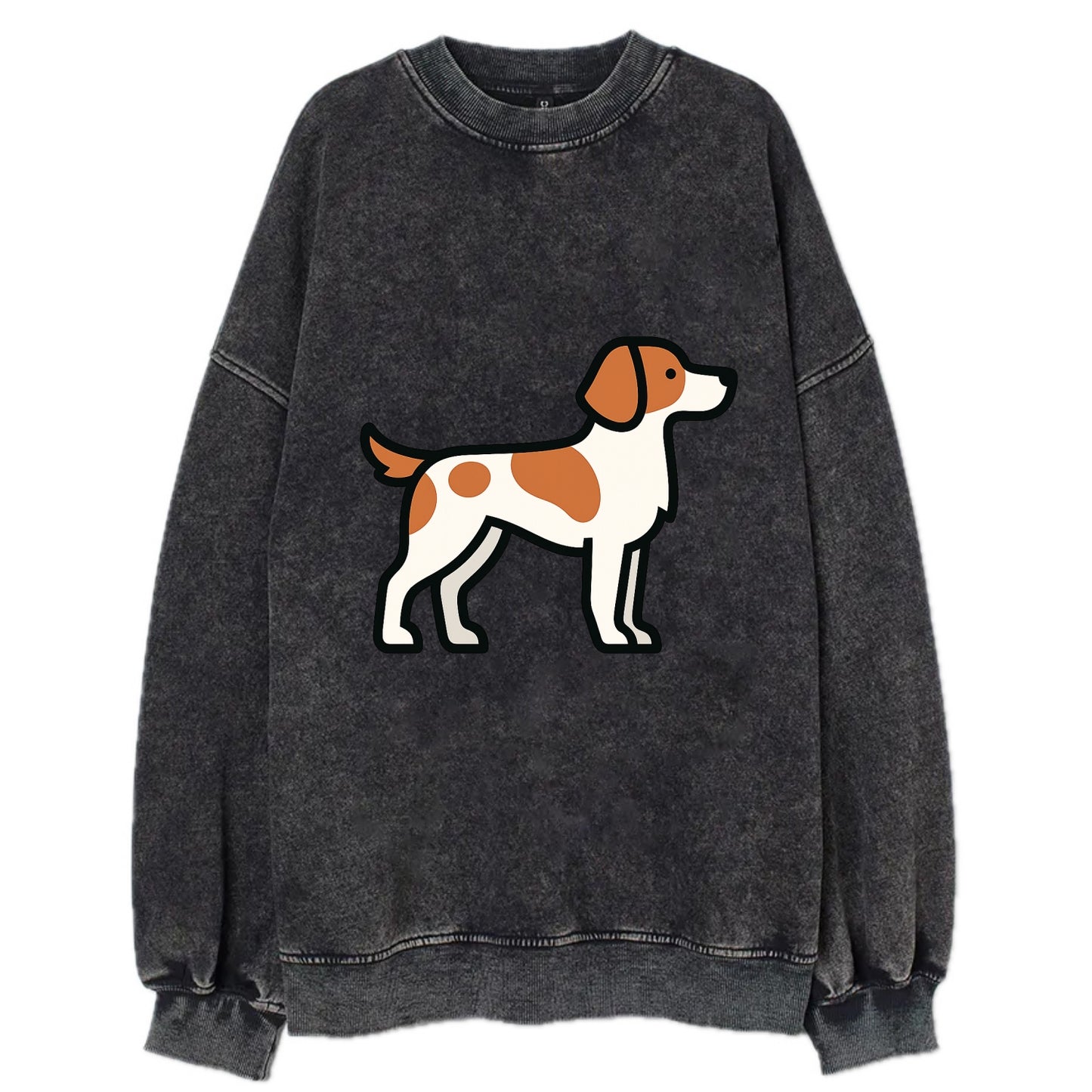 Brittany Spaniel - Orange and white flat side profile - Vintage Sweatshirt - Black