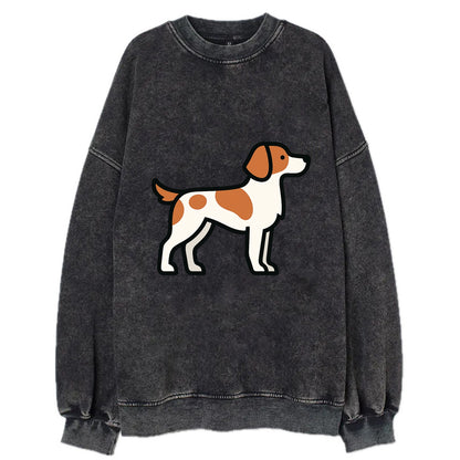 Brittany Spaniel - Orange and white flat side profile - Vintage Sweatshirt - Black
