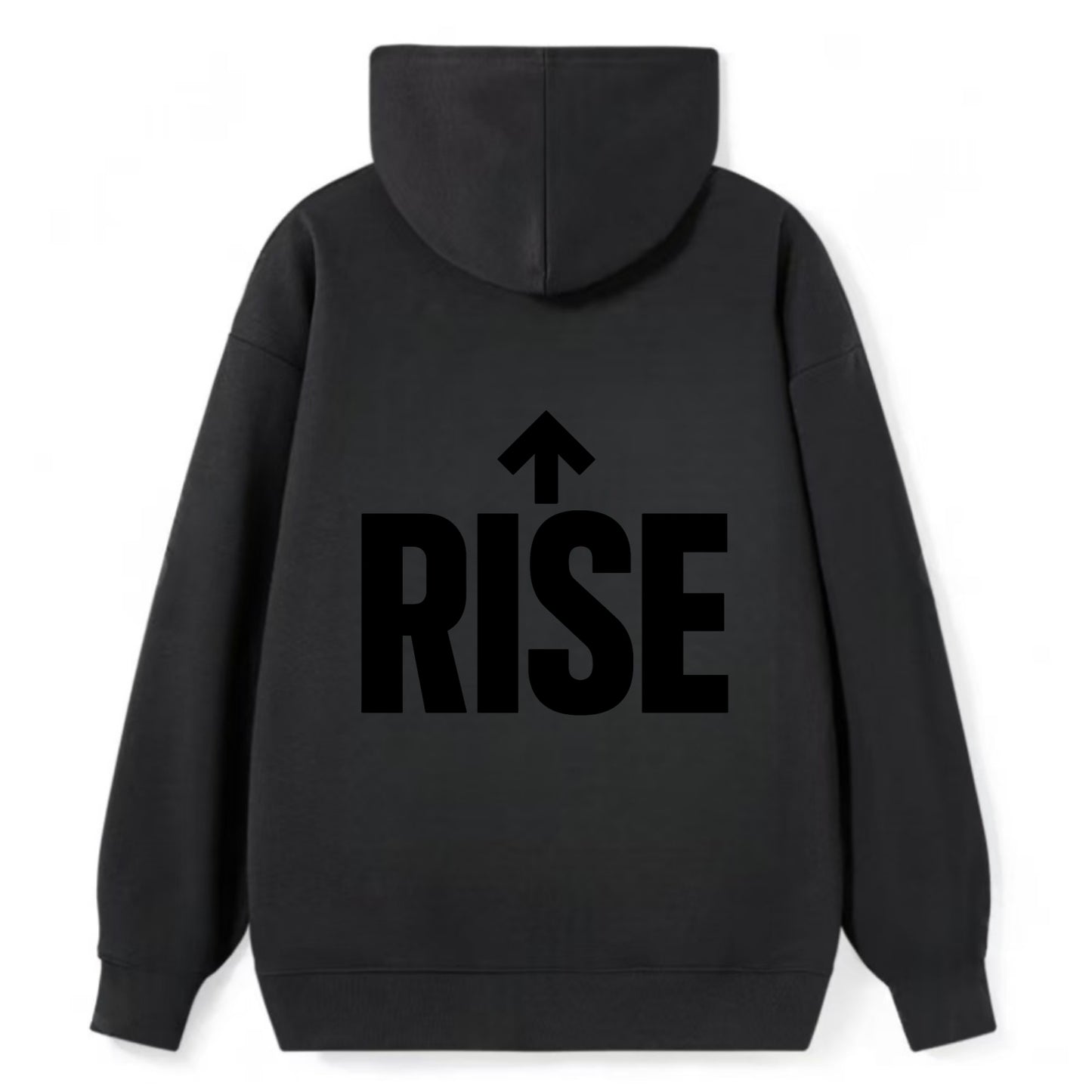 Bold typography design - "RISE" - getting up, ascending, elevating - Classic Pullover Hoodie - Black