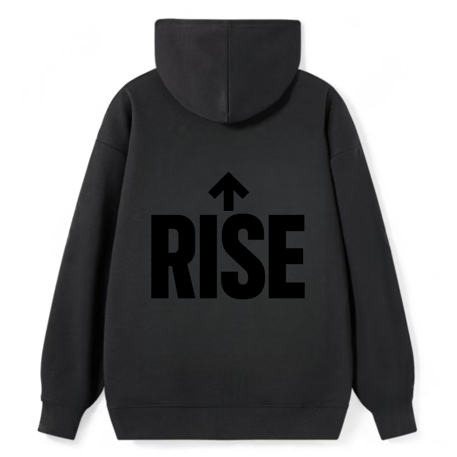 Bold typography design - "RISE" - getting up, ascending, elevating - Classic Pullover Hoodie - Black