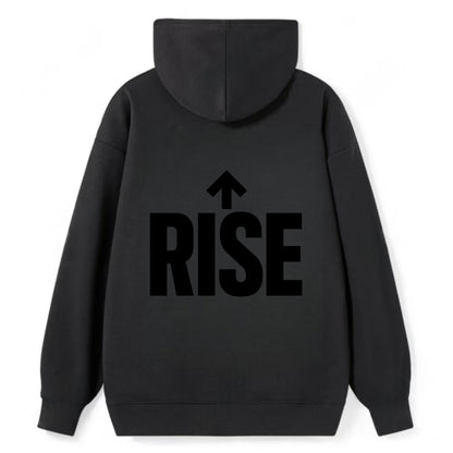 Bold typography design - "RISE" - getting up, ascending, elevating - Classic Pullover Hoodie - Black