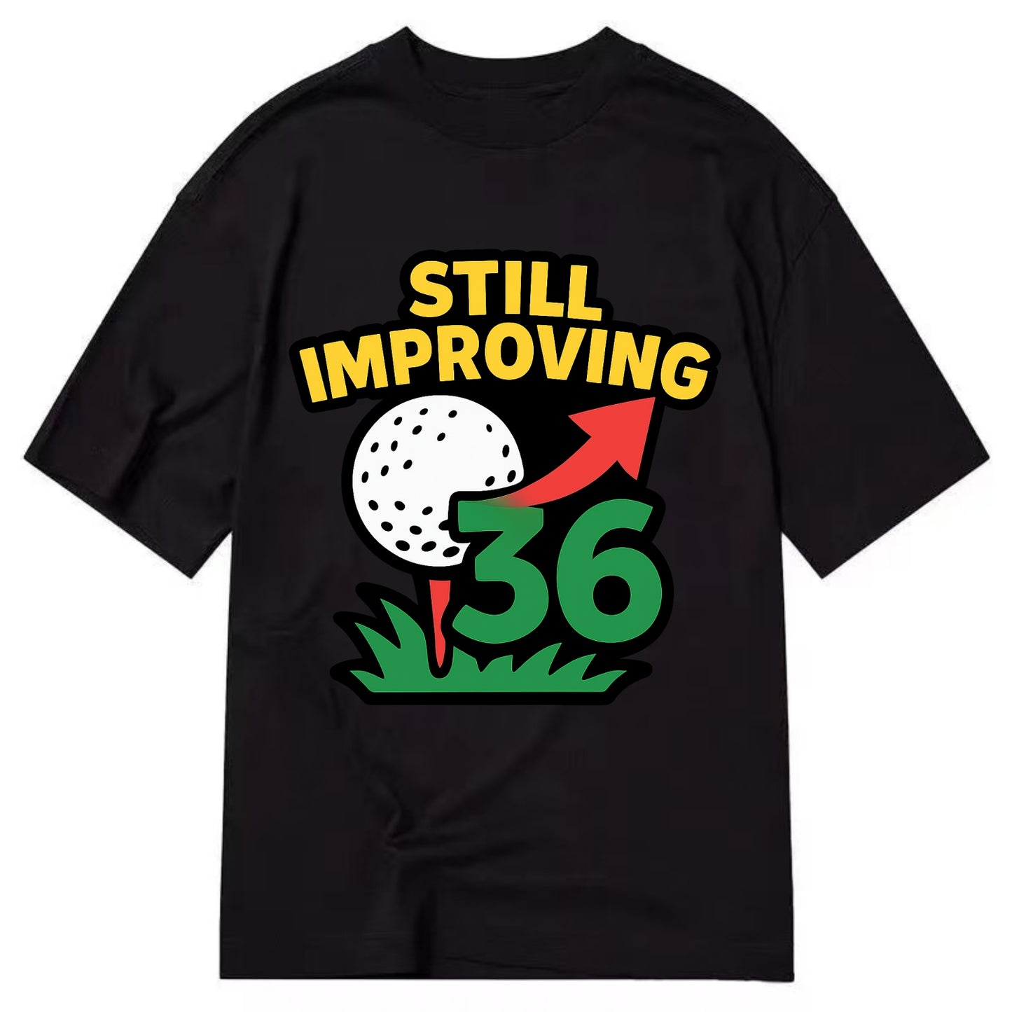 Handicap number getting higher with arrow - "Still Improving" - optimistic - Classic T-shirt - Black
