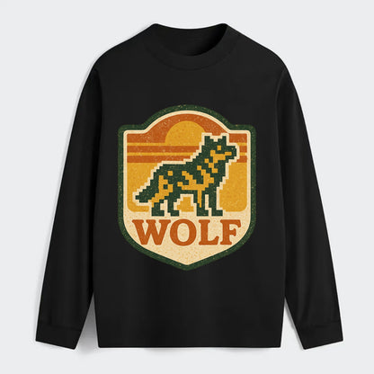 Digital Pixel Wolf  - Classic Long Sleeve Shirt - Black