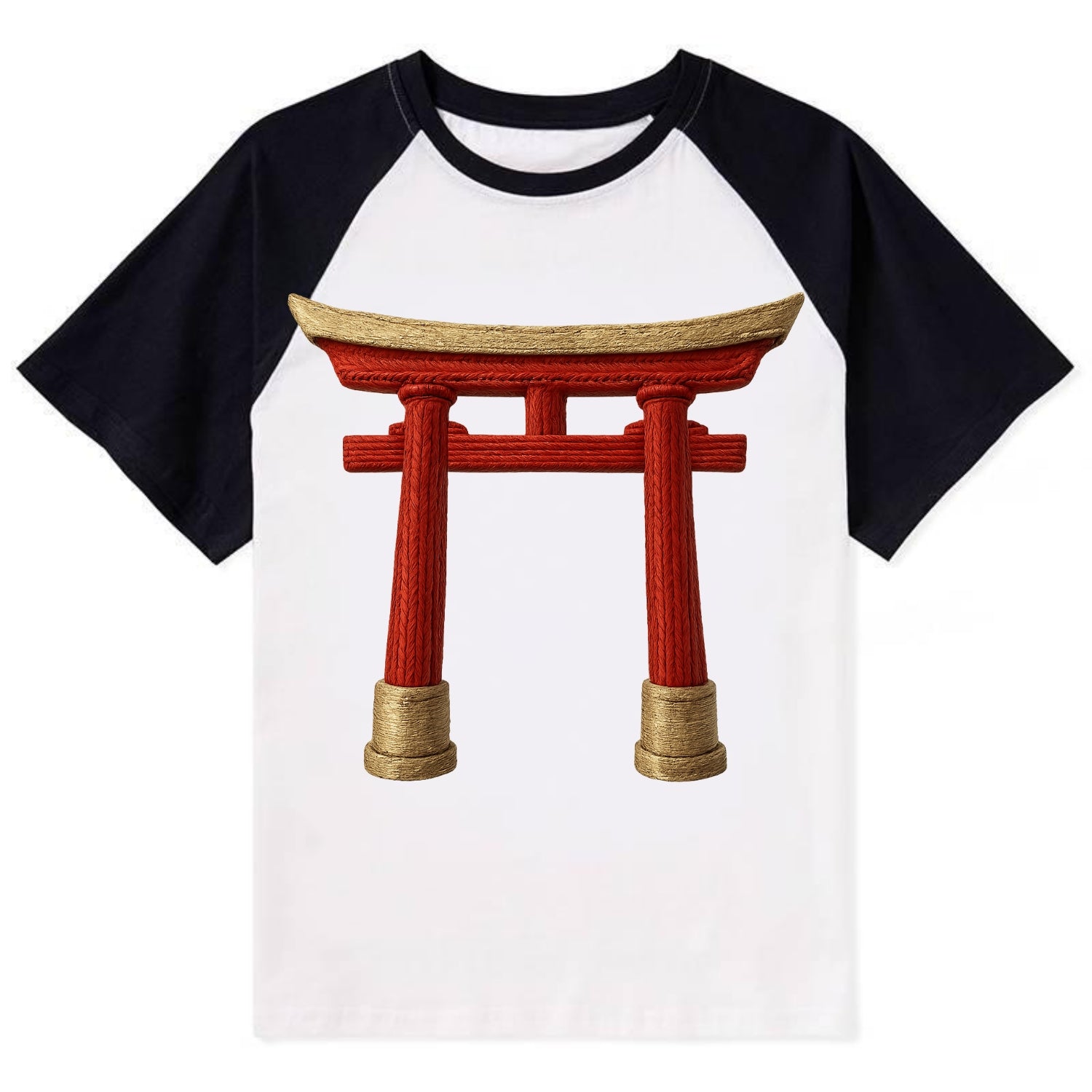 Japanese Torii Gate  - Contrast Raglan T-shirt - Black