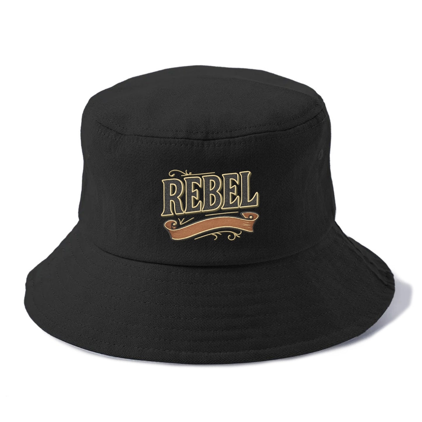 Bold typography design - "REBEL" - nonconformist, rule breaker, independent thinker - Bucket Hat - Black