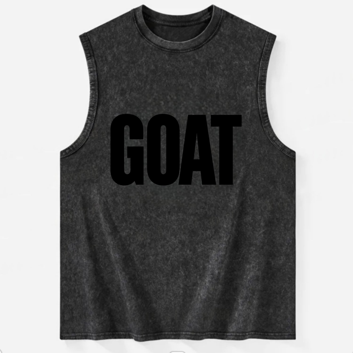 Bold typography design - "GOAT" - greatest of all time - Vintage Washed Tank - Black