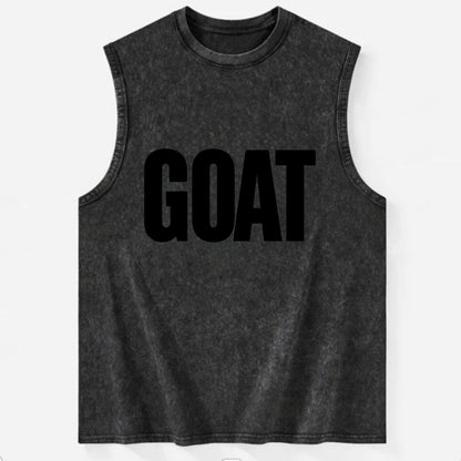 Bold typography design - "GOAT" - greatest of all time - Vintage Washed Tank - Black