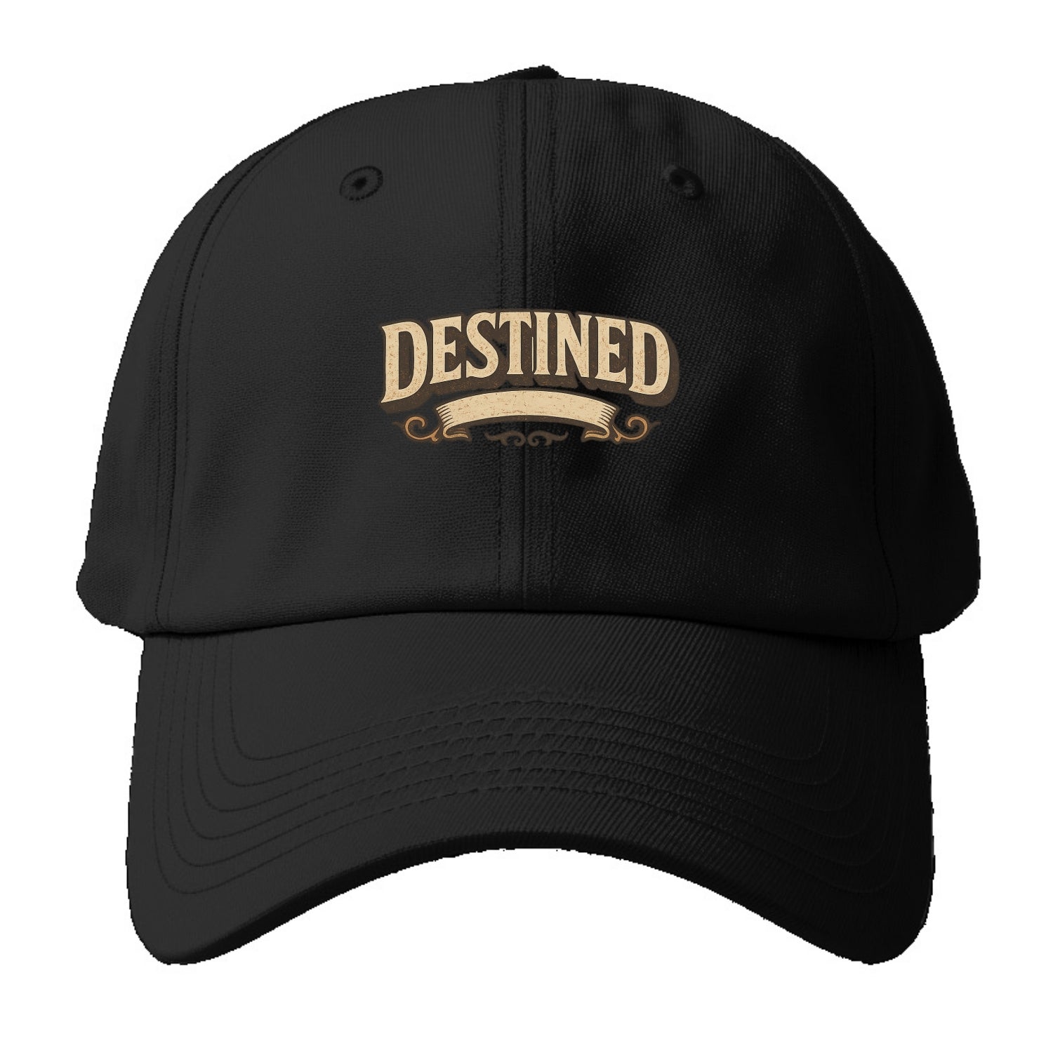 Bold typography design - "DESTINED" - fated for greatness - Baseball Cap For Big Heads - Black
