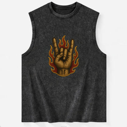 Devil Horns  - Vintage Washed Tank - Black