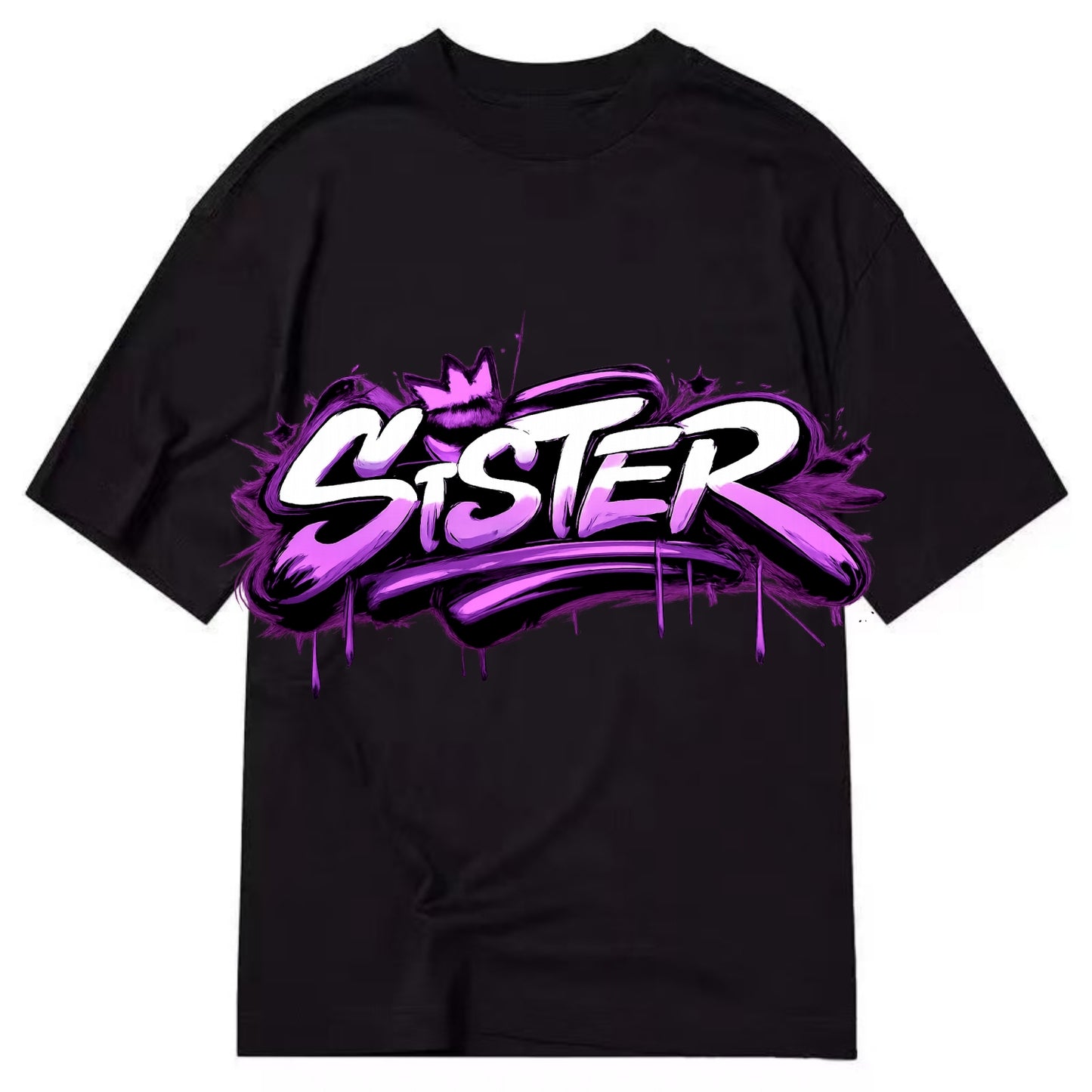 Bold typography design - "SISTER" - female bond, sisterhood - Classic T-shirt - Black