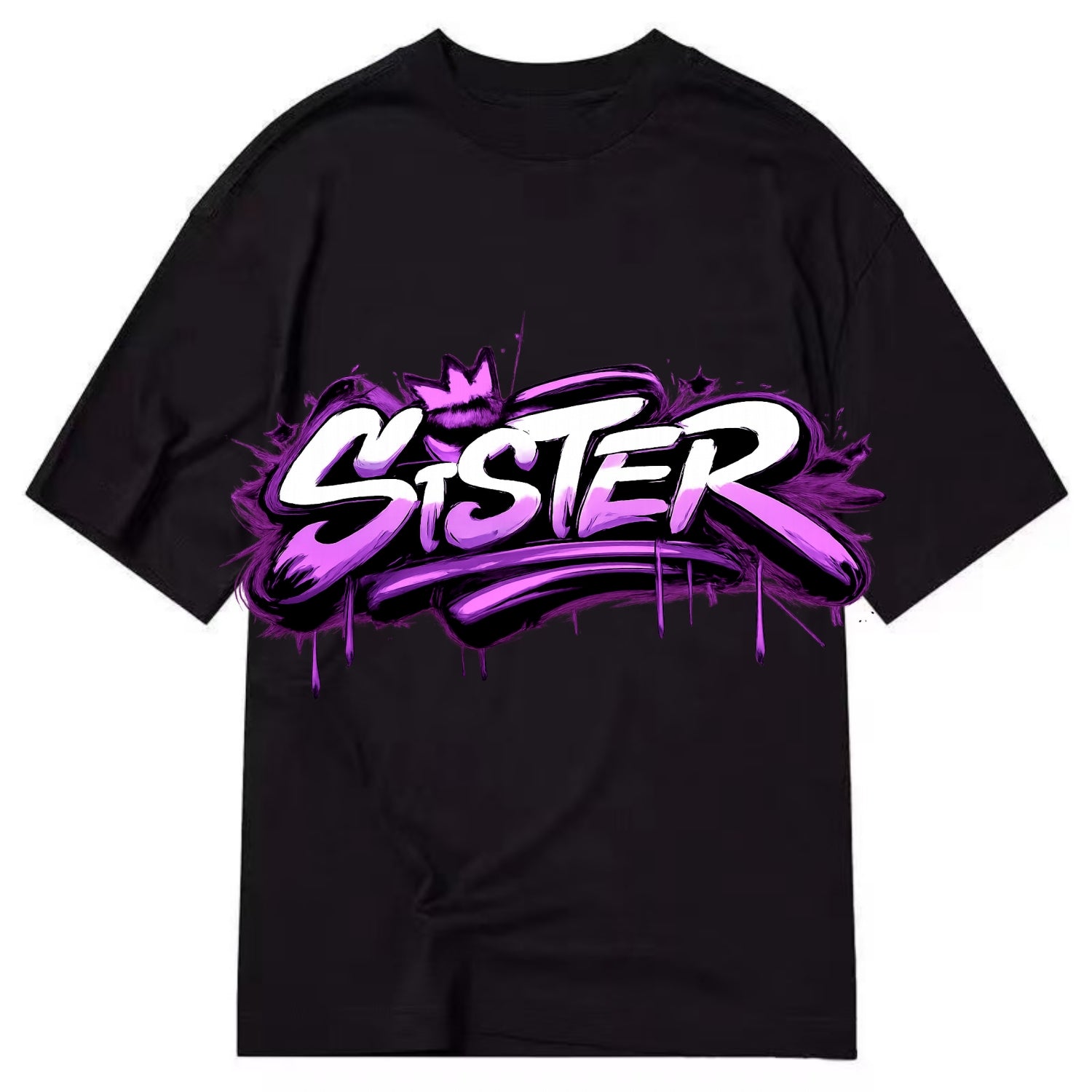 Bold typography design - "SISTER" - female bond, sisterhood - Classic T-shirt - Black