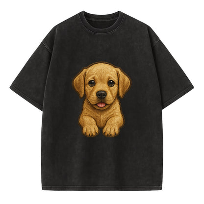 Baby Labrador Retriever Puppy - yellow/black/chocolate, soulful eyes, soft ears, - Vintage T-shirt - Black