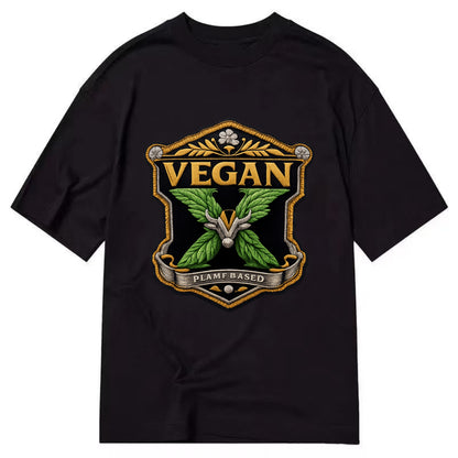 VEGAN X - plant-based symbol in green , animal rights - Classic T-shirt - Black