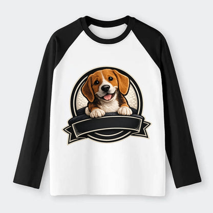 Paws Up Beagle - Raglan Long Sleeve T-Shirt - Black