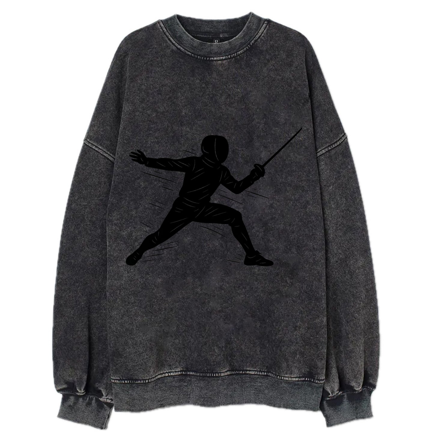 Fencer lunging attack position - Vintage Sweatshirt - Black