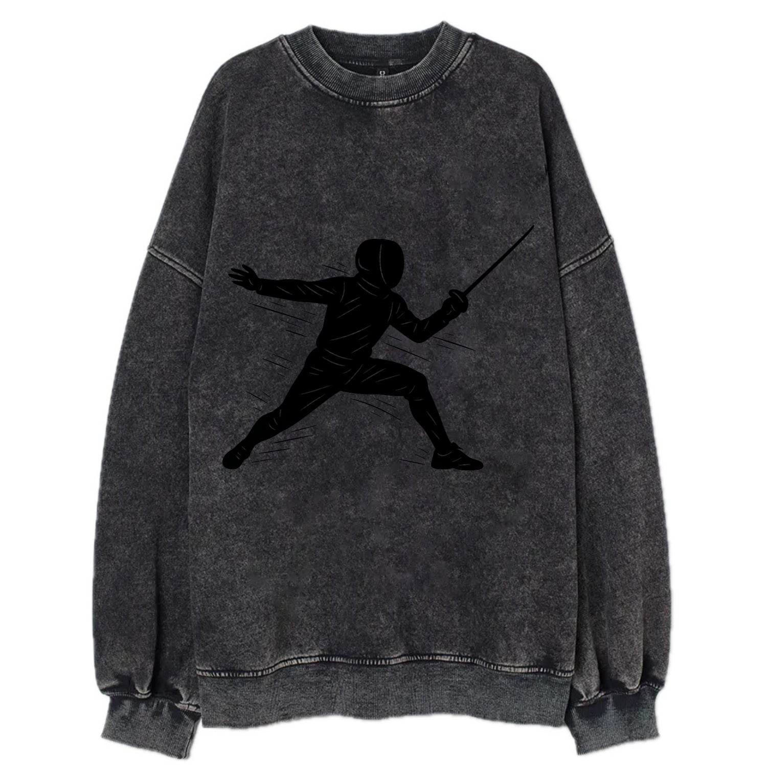 Fencer lunging attack position - Vintage Sweatshirt - Black