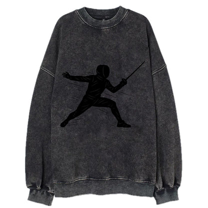 Fencer lunging attack position - Vintage Sweatshirt - Black
