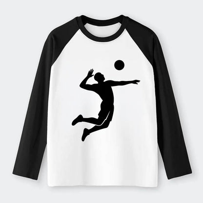 Volleyball player spiking ball - Raglan Long Sleeve T-Shirt - Black