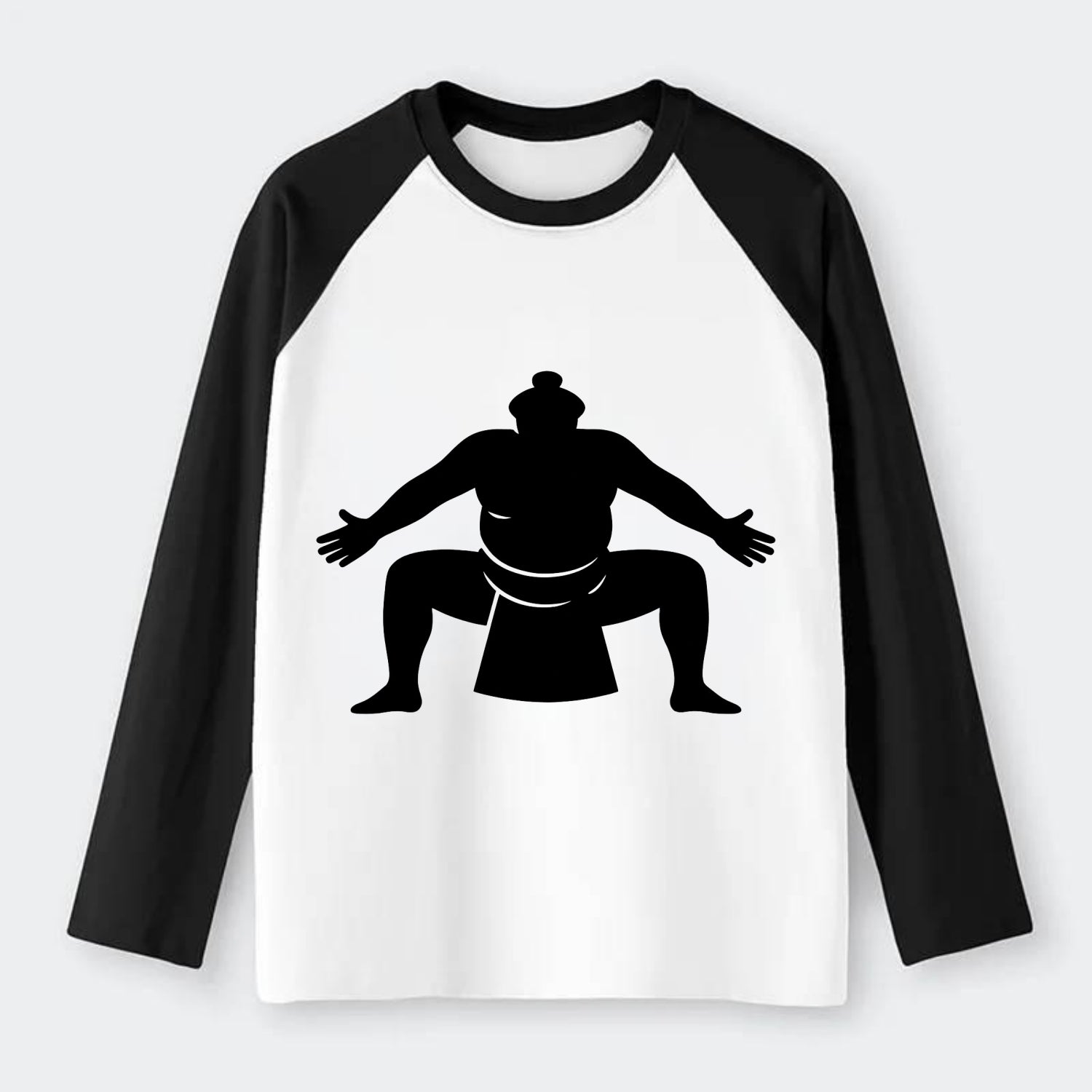 Japanese sumo wrestler ceremonial stance - Raglan Long Sleeve T-Shirt - Black