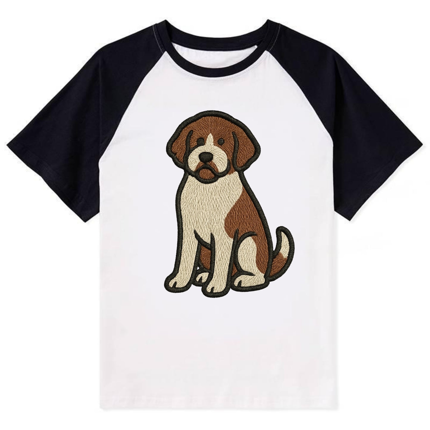 Saint Berdoodle - Brown and white curly Contrast Raglan T-shirt - Black