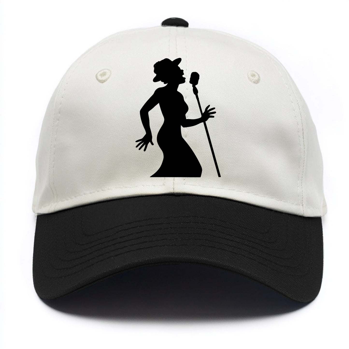 Jazz singer at vintage microphone - Two Tone Cap - Black