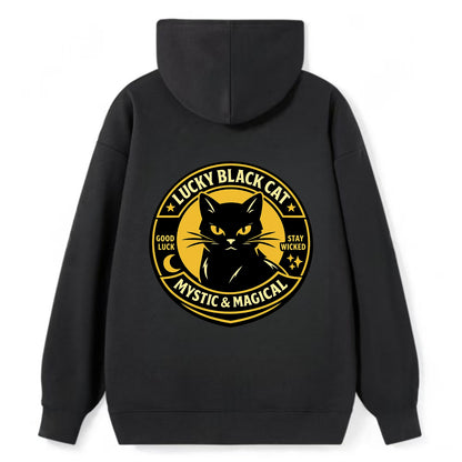 Mystic Feline Emblem - Classic Pullover Hoodie - Black