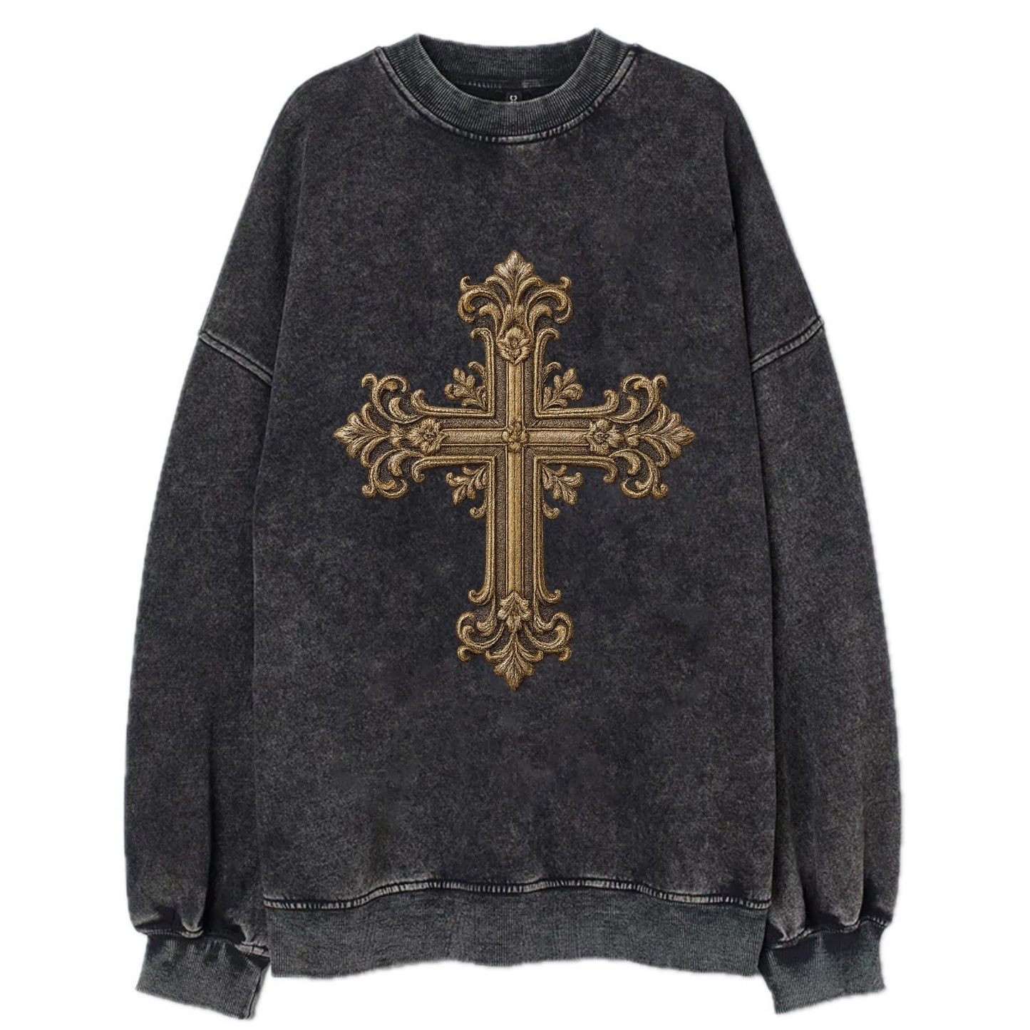 Victorian Cross  - Vintage Sweatshirt - Black