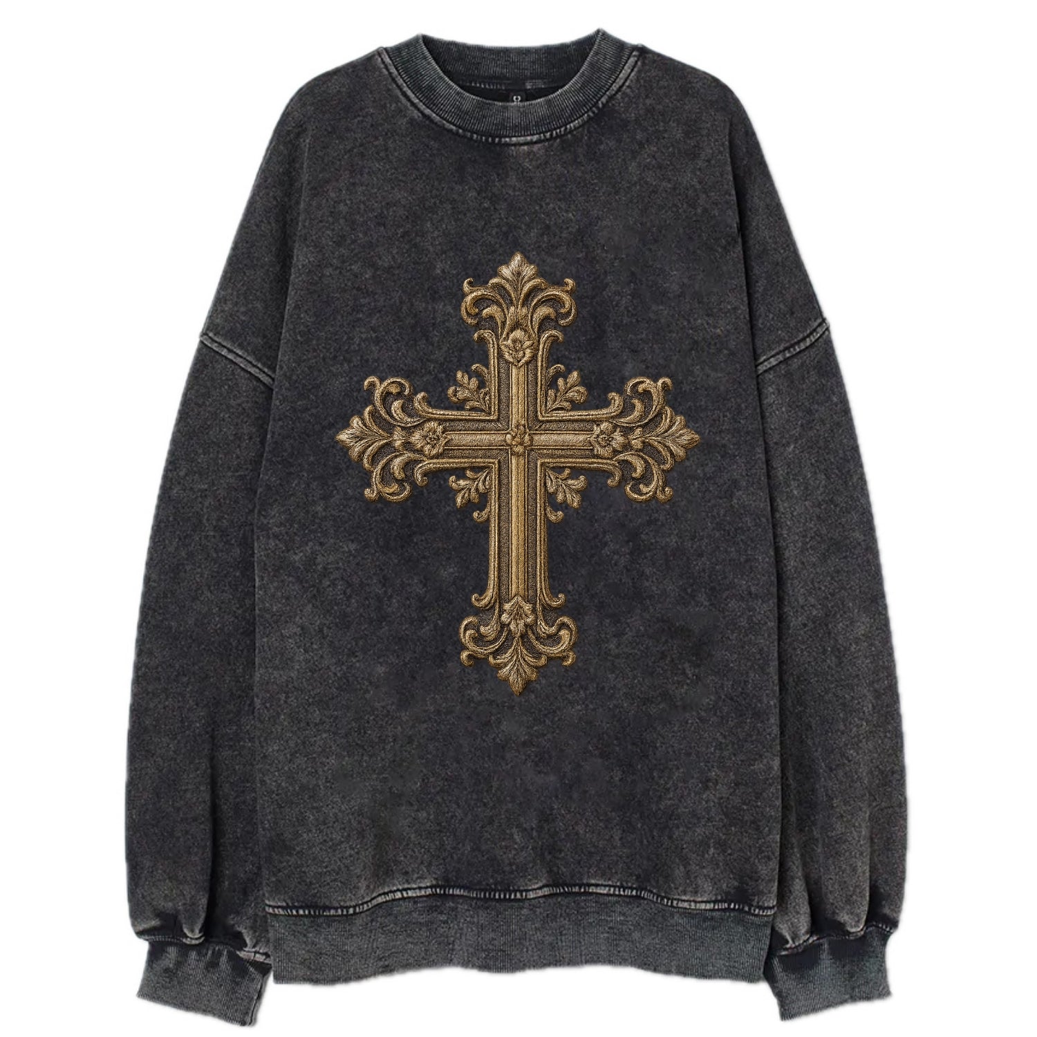 Victorian Cross  - Vintage Sweatshirt - Black