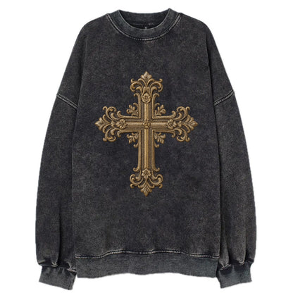 Victorian Cross  - Vintage Sweatshirt - Black