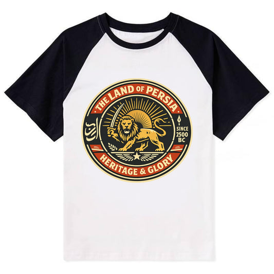 Iranian Heritage Emblem - Contrast Raglan T-shirt - Black