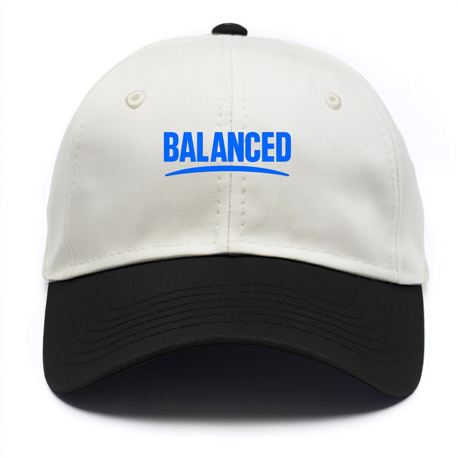 Bold typography design - "BALANCED" - harmony, equilibrium, centered life - Two Tone Cap - Black