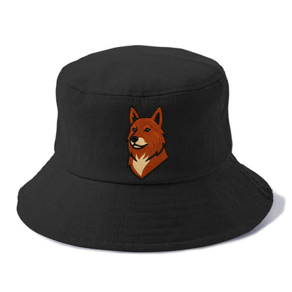 Finnish Spitz - Fox-red pointed ears embroidered pose - Bucket Hat - Black