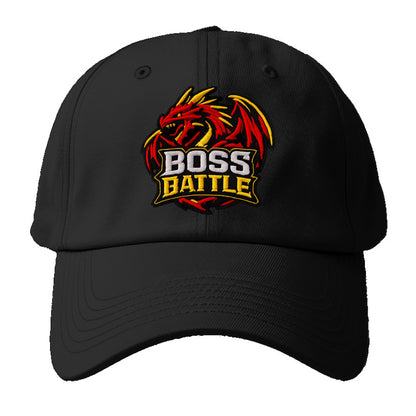 BOSS BATTLE - dragon silhouette in red and gold , raid - Baseball Cap - Black