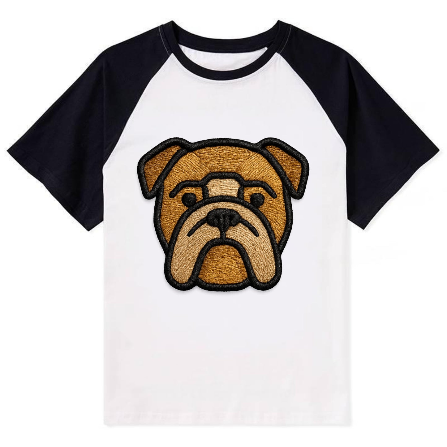 Bulldog - Minimalist geometric design wi - Contrast Raglan T-shirt - Black