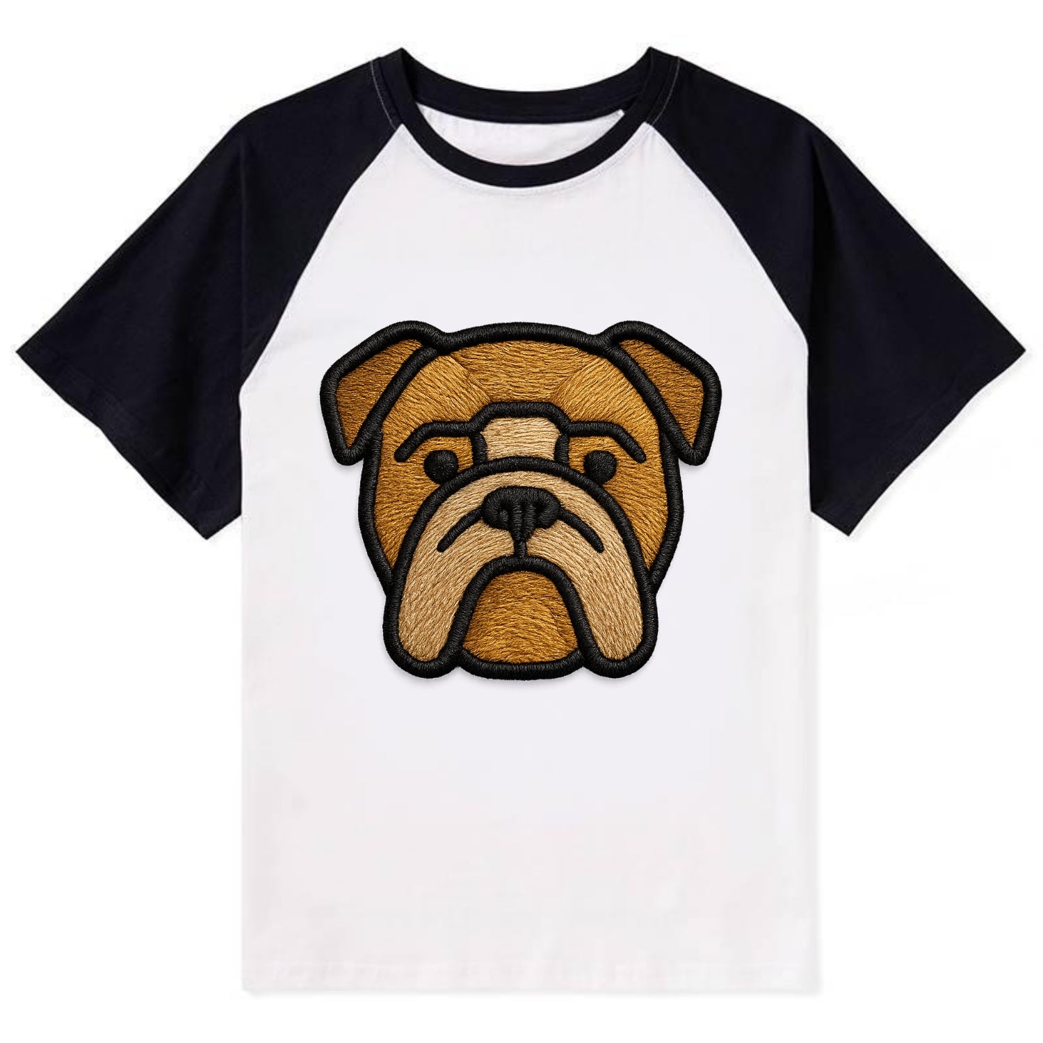 Bulldog - Minimalist geometric design wi - Contrast Raglan T-shirt - Black