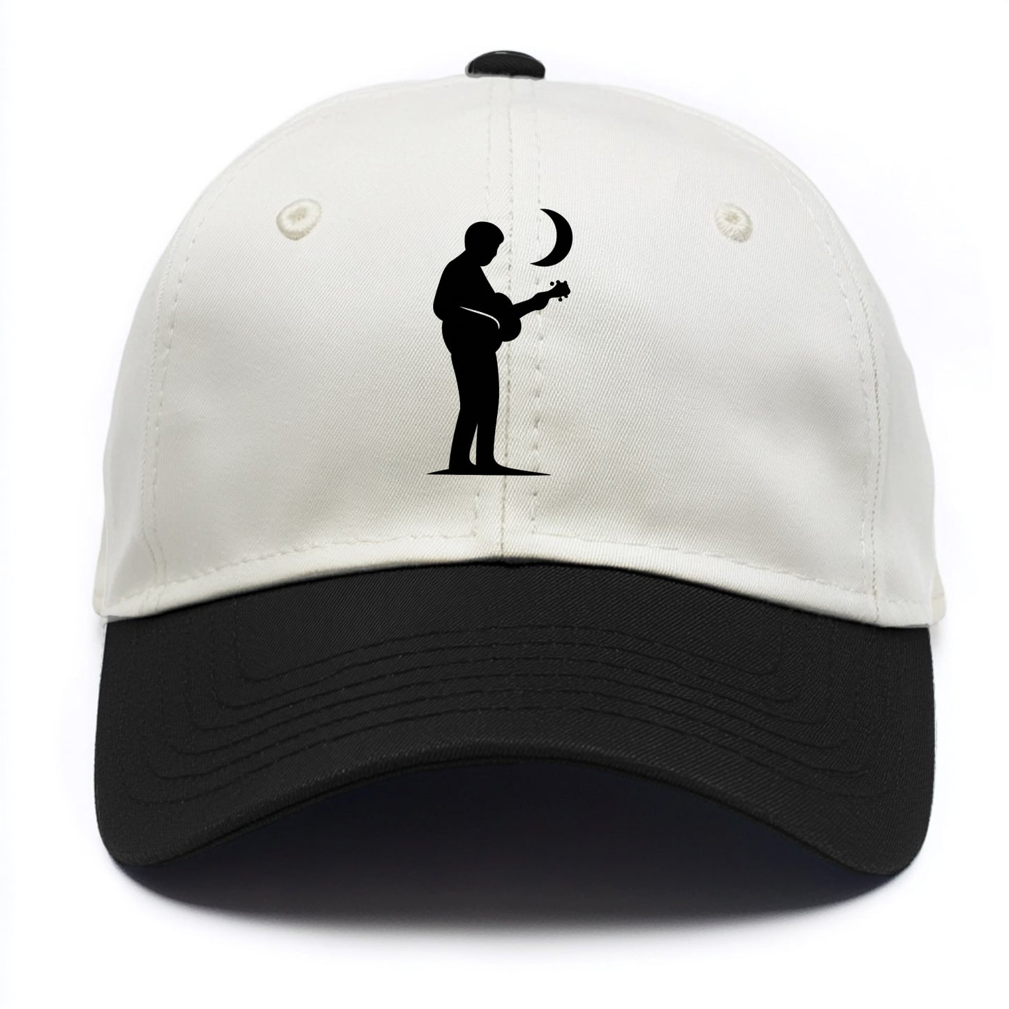 Guitarist playing acoustic under moonlight - Two Tone Cap - Black