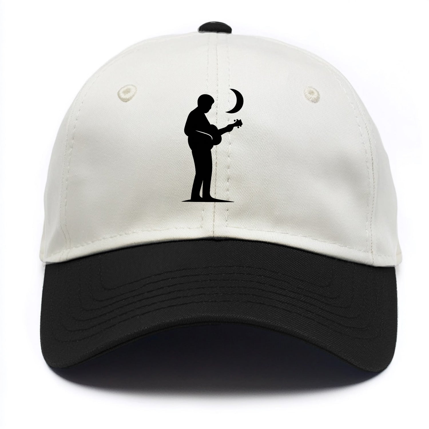 Guitarist playing acoustic under moonlight - Two Tone Cap - Black