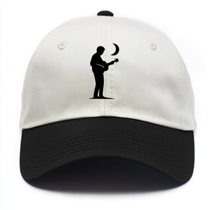 Guitarist playing acoustic under moonlight - Two Tone Cap - Black