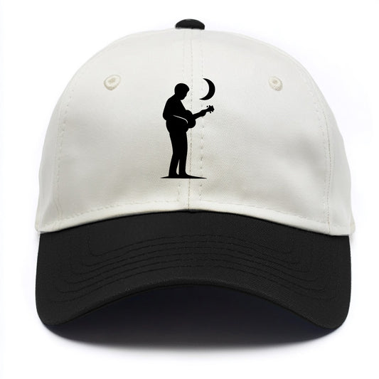 Guitarist playing acoustic under moonlight - Two Tone Cap - Black