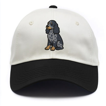 English Cocker Spaniel - Blue roan embroidered sitting pose - Two Tone Cap - Black