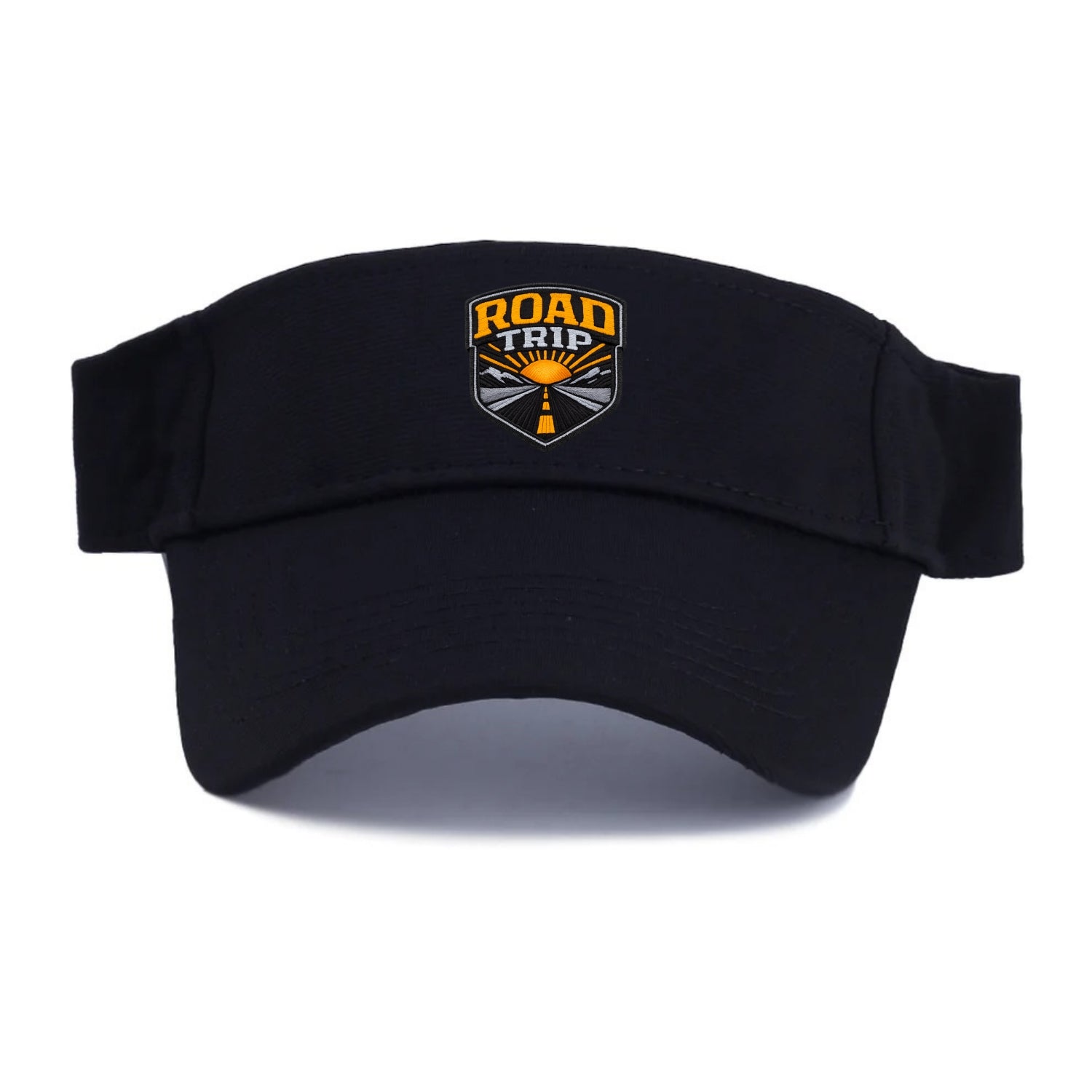 ROAD TRIP - highway and sun in orange and gray , open road - Visor - Black