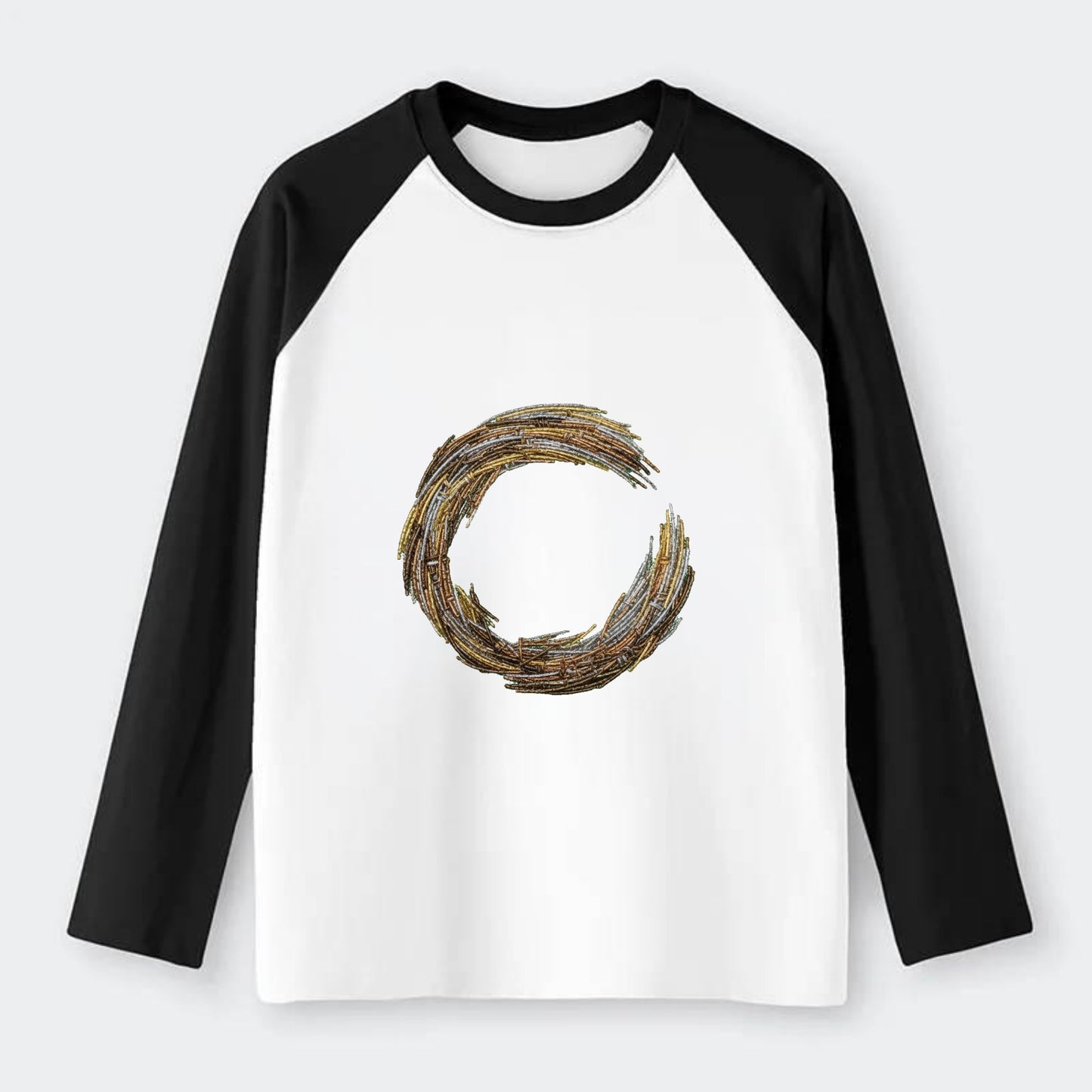 Enso Circle - Raglan Long Sleeve T-Shirt - Black