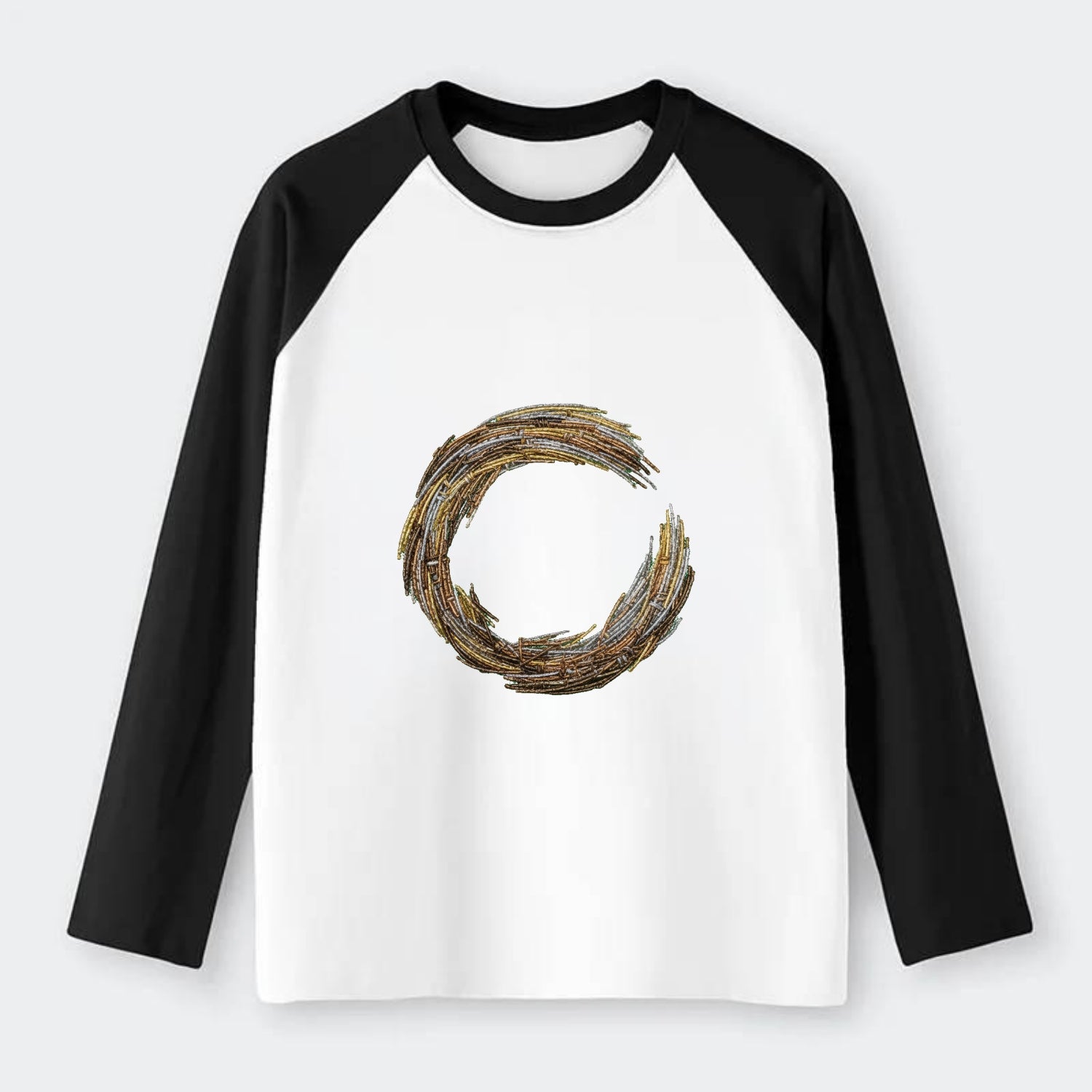 Enso Circle - Raglan Long Sleeve T-Shirt - Black