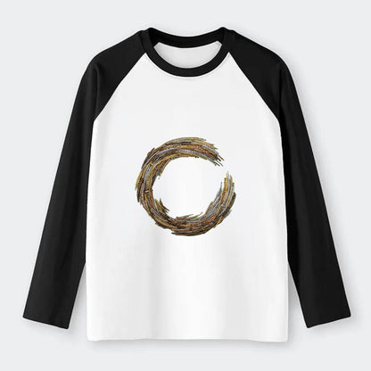 Enso Circle - Raglan Long Sleeve T-Shirt - Black