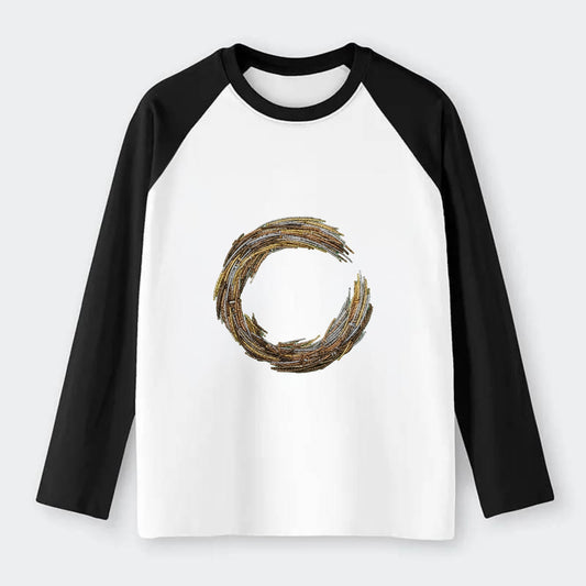 Enso Circle - Raglan Long Sleeve T-Shirt - Black