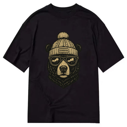 Alabama Black Bear wearing Birmingham beanie with pom pom and wayfarer sunglasses - Classic T-shirt - Black